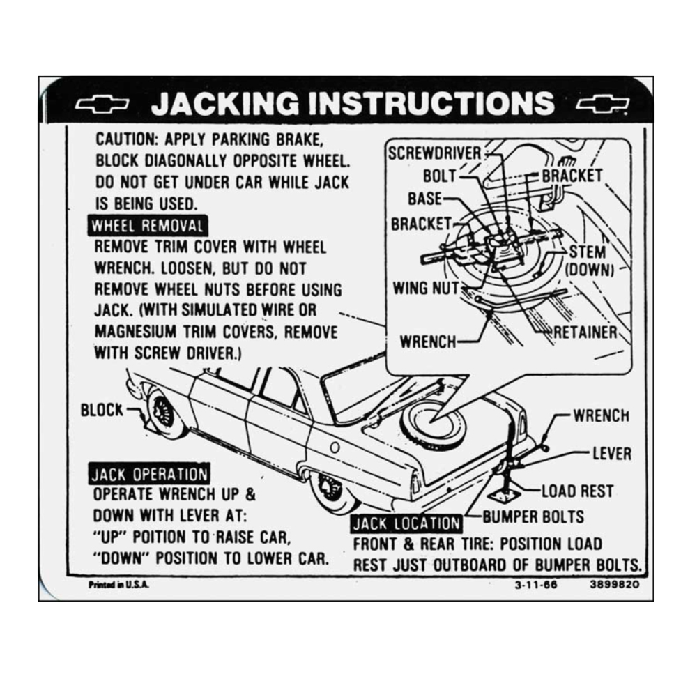 1967 Chevrolet Nova/Chevy II jack inst regular (DC0344) | DC1819N