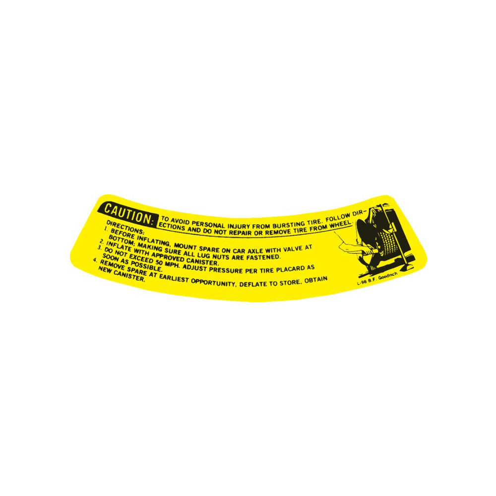 1977 Chevrolet Nova/Chevy II SPACE SAVER TIRE WARNING DECAL (DC0640) | DC1830N