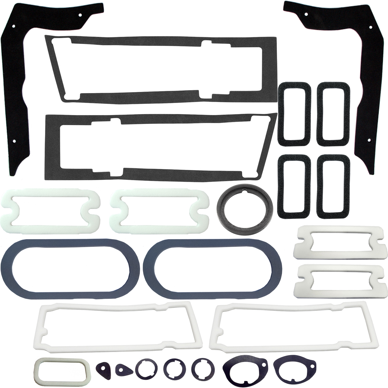 1968 Chevrolet Chevelle/Malibu PAINT GASKET KIT (INCLUDES GASKETS FOR PARK LENSES, TAIL LENSES & HOUSINGS, BACKUP LENSES, LICENSE LENS, MARKER LAMPS, ANTENNA, QUARTER EXTENSIONS, DOOR HANDLES & LOCKS) MADE IN THE USA | WS4519V