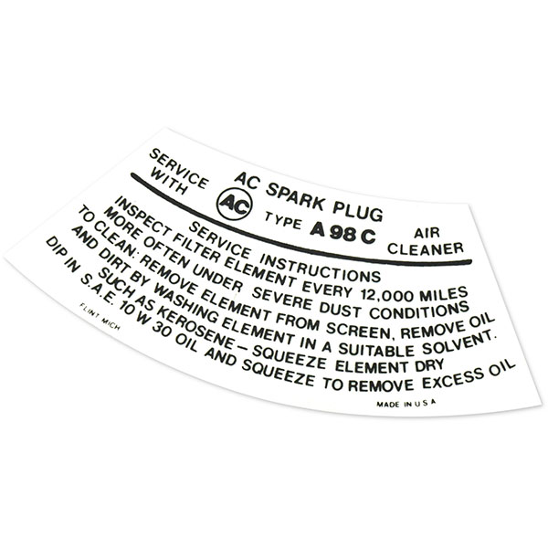 1967 Pontiac GTO/LeMans/Tempest AIR CLEANER SERVICE INSTRUCTION BLACK (DT0070) | DC1842G