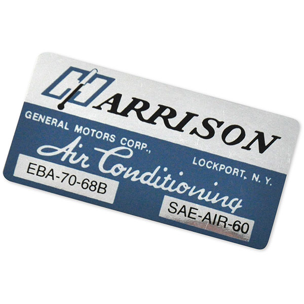 1968 Pontiac GTO/LeMans/Tempest HARRISON AIR CONDITIONING EVAPORATOR BOX DECAL EBA-70-68B EACH | DT0217