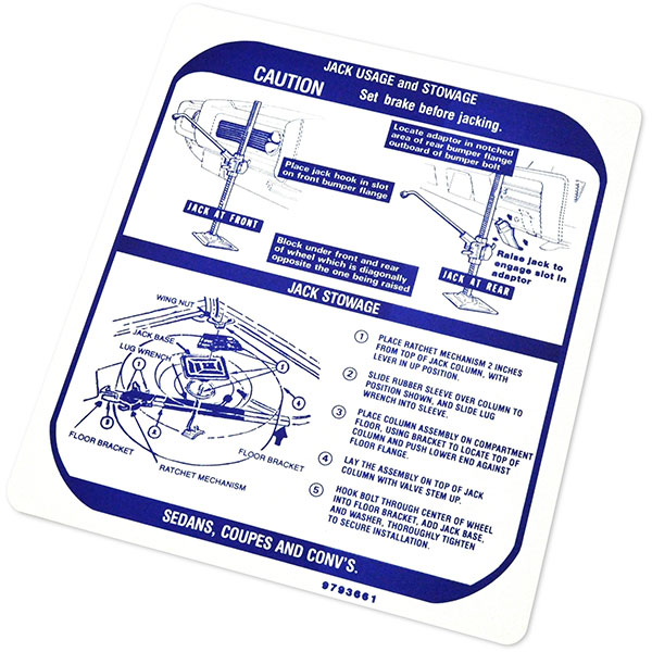 1968 Pontiac GTO/LeMans/Tempest JACK INSTRUCTIONS LEMANS/TEMP/GTO (DT0063) | DC1924G