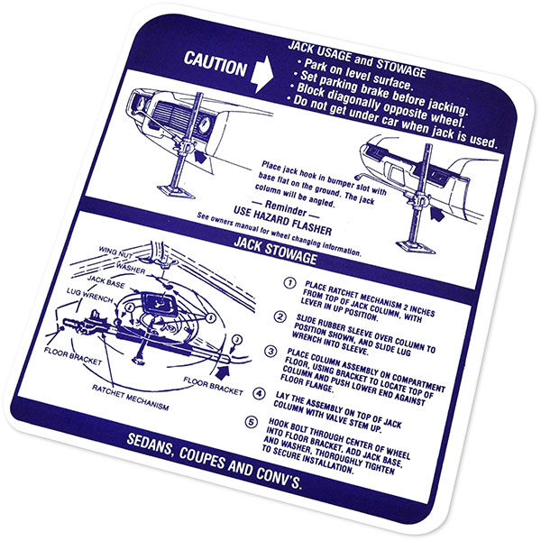 1969 Pontiac GTO/LeMans/Tempest JACK INSTRUCTIONS LEMANS/TEMP/GTO (DT0064) | DC1925G