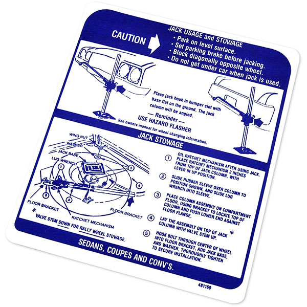 1970 Pontiac GTO/LeMans/Tempest  JACK INSTRUCTIONS LEMANS/TEMP/GTO  (DT0065) | DC1926G