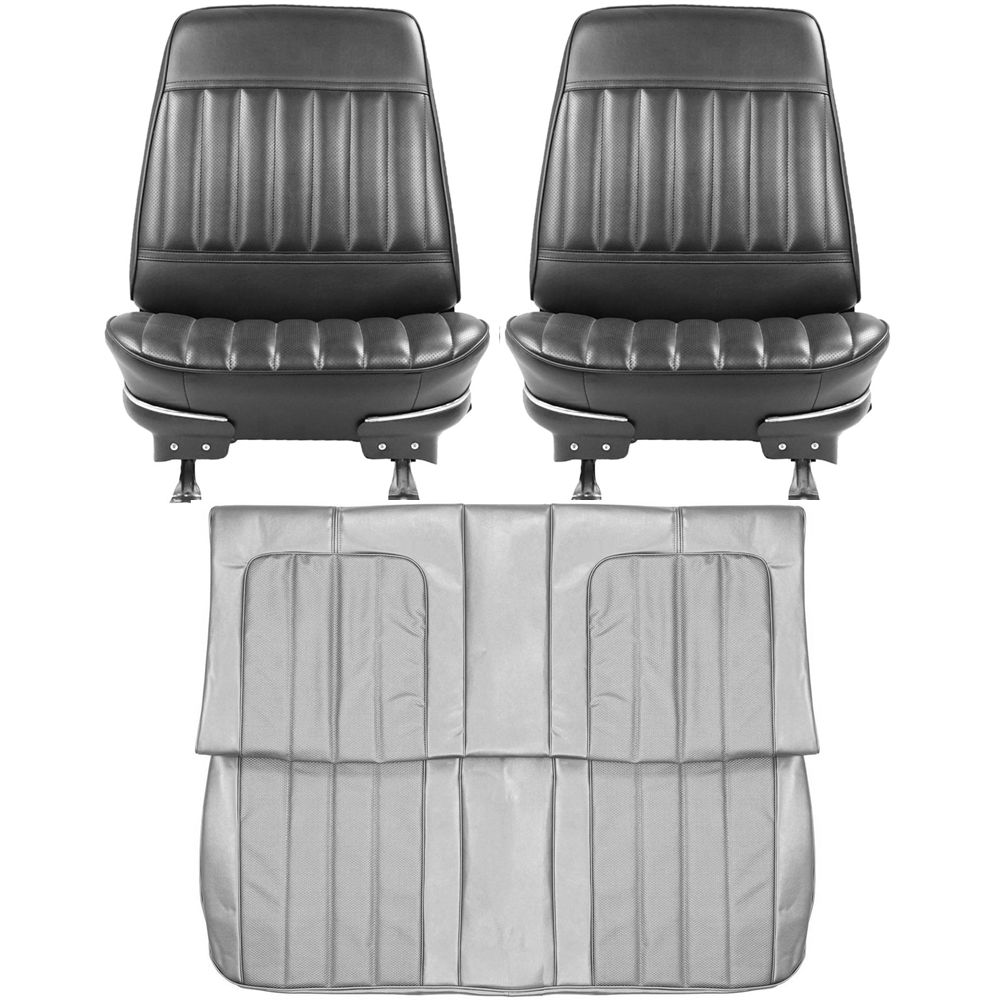 1970 Buick Skylark/GS/Regal/GN PUI SEAT COVERS (WIDE VERTICAL PLEAT CENTER) - FRONT BUCKETS & REAR BENCH COMPLETE SET (COUPE) | IN2189S