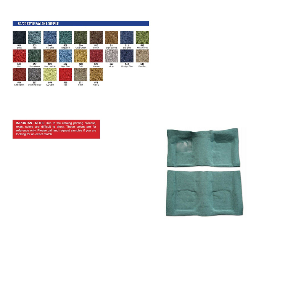 1969 Buick Skylark/GS/Regal/GN PRESS MOLDED CARPET - 80/20 ORIGINAL LOOP BLEND WITH HEEL PAD, GROMMET AND JUTE BACKING FOR AUTOMATIC SHIFT HUMP AND MANUAL TRANSMISSION WITH CONSOLE | IN12452A