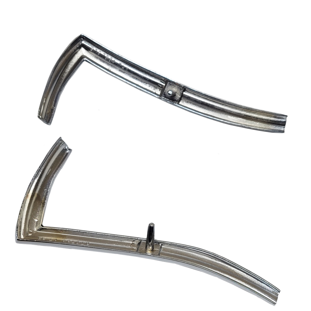 1971 Buick Skylark/GS/Regal/GN VINYL TOP MOLDING END CAPS POT METAL CHROME WITH BLACK INSERT GM # 8797332 â€“ 8797333 - PR | XP3278S