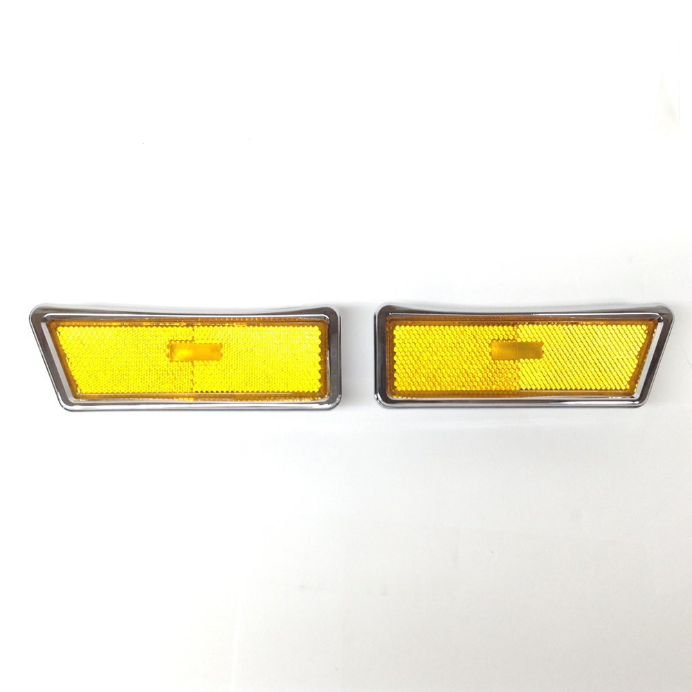 1970 Buick Skylark/GS/Regal/GN FENDER SIDE MARKER AMBER LENS WITH CHROME BEZEL - PR* | XL3239S
