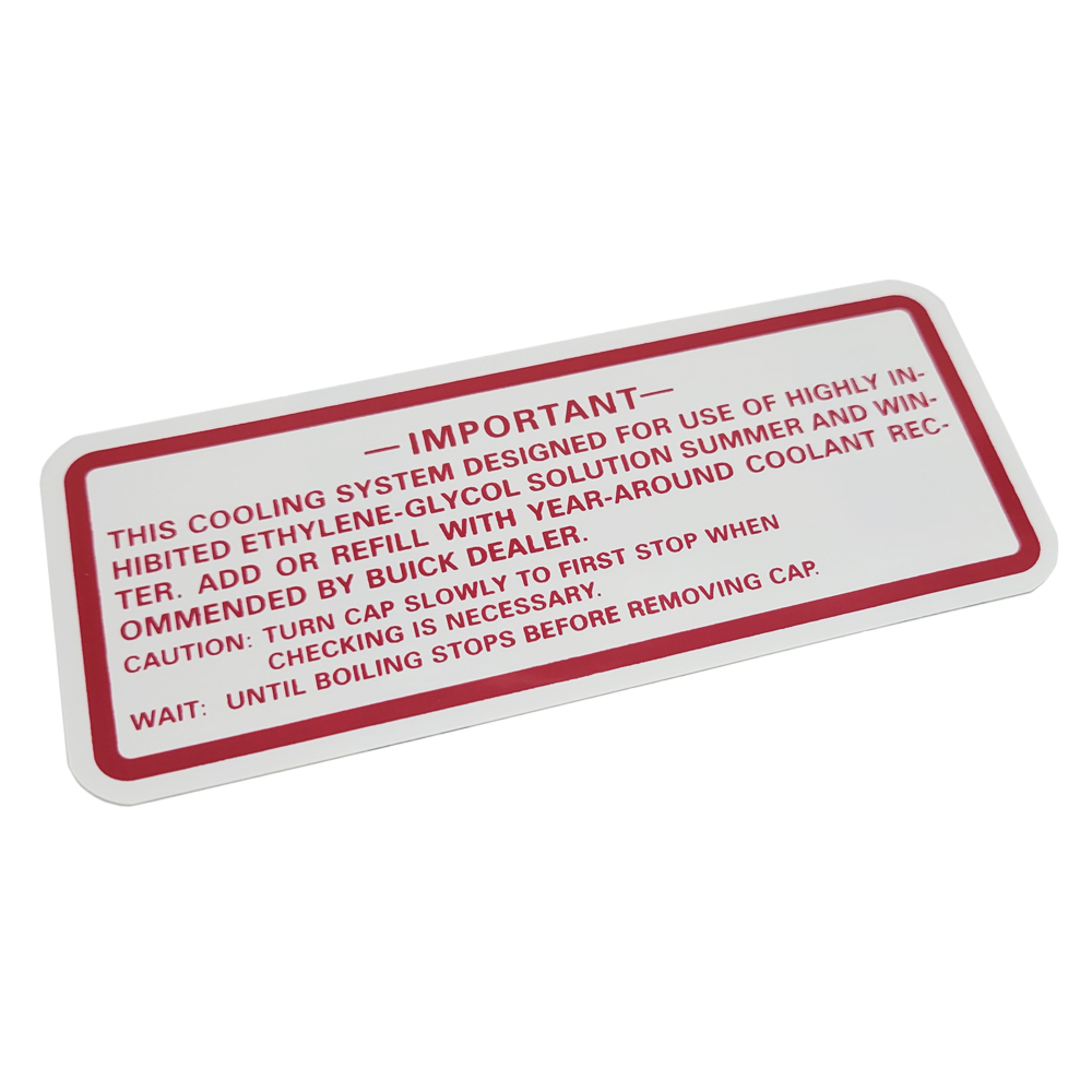 1963 Buick Skylark/GS/Regal/GN  BUICK SKYLARK COOLING SYSTEM DECAL (DB0070) | DC1627S