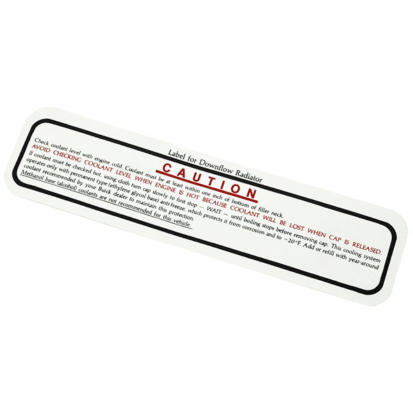 1966 Buick Skylark/GS/Regal/GN  COOLING SYSTEM DECAL (DOWNDRAFT) (DB0117) | DC1629S