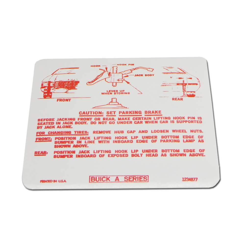 1970 Buick Skylark/GS/Regal/GN JACK INST (GS/SKYLARK/SPECIAL) (DB0049) | DC1699S