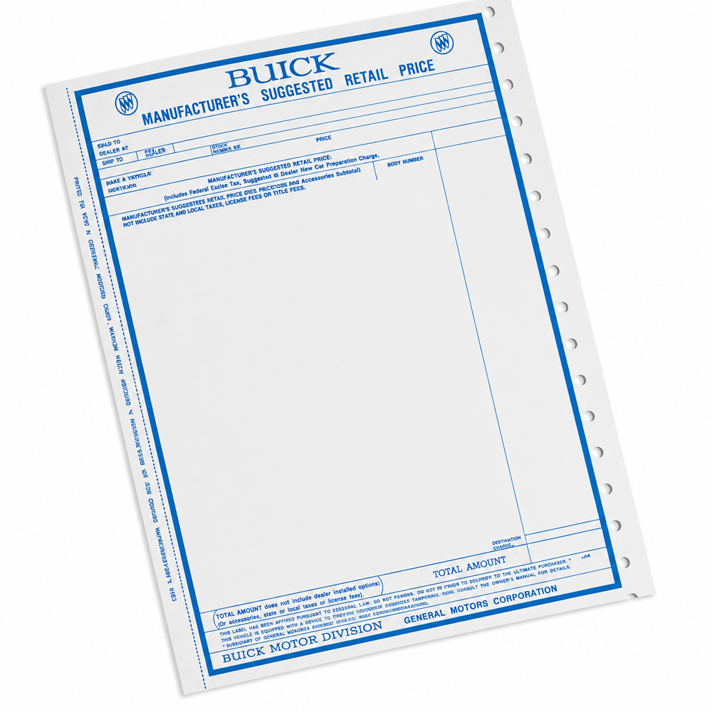 1967 Buick Skylark/GS/Regal/GN NEW VEHICLE WINDOW PRICE STICKER (DB0318) | DC1790S