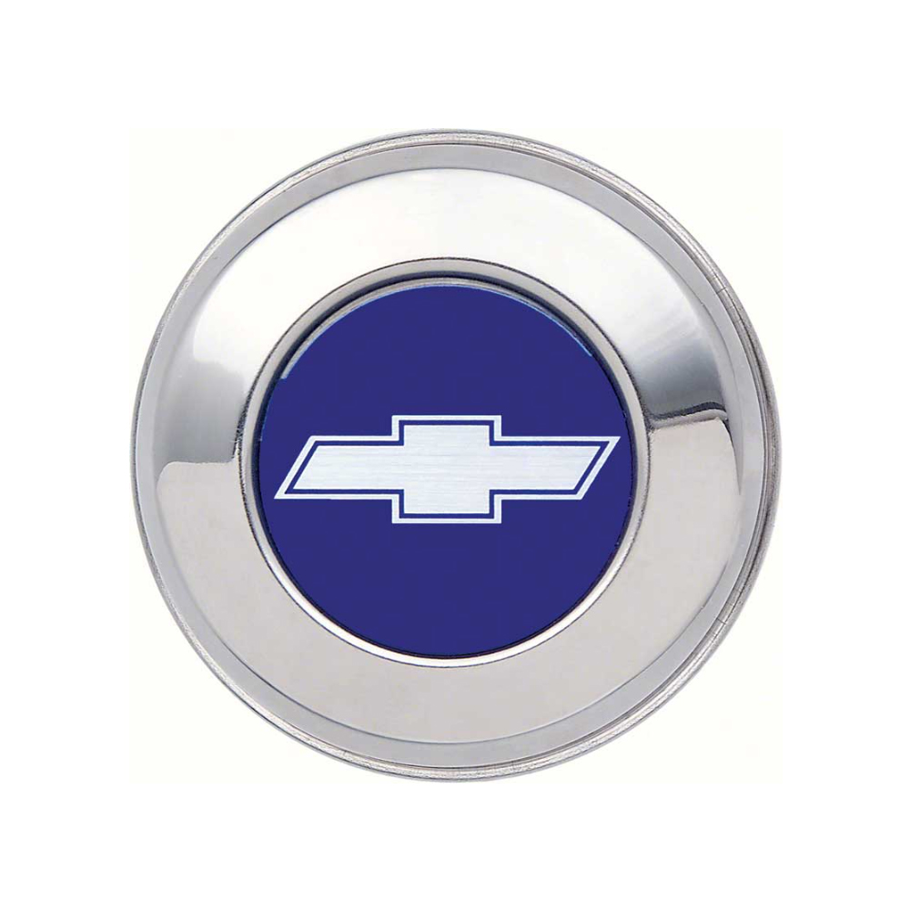 1972 Chevrolet El Camino SS WHEEL CAP (BLUE WITH BOWTIE) - EA FOR THE 5 SPOKE MAGNESIUM WHEEL WITH SNAP ON STYLE CAP. THIS CAP FEATURES A BLUE INSERT WITH SILVER RAISED BOWTIE JUST LIKE ORIGINAL - EA | WT8513Z