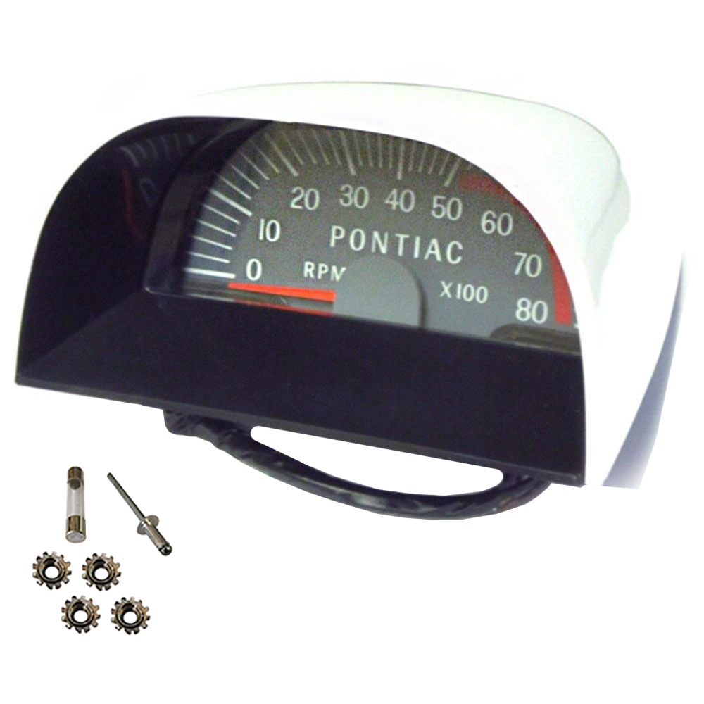 1967 Pontiac Firebird/TransAm HOOD TACHOMETER WITH WIRE HARNESS (FEATURES CORRECT ILLUMINATION - INJECTION MOLDED WITH REAL GLASS) | BP1141F