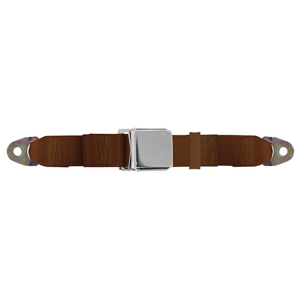 1948 Chevrolet Full Size up to 1957 CHROME FLIP STYLE LAP BELT, BROWN (3005) 74
