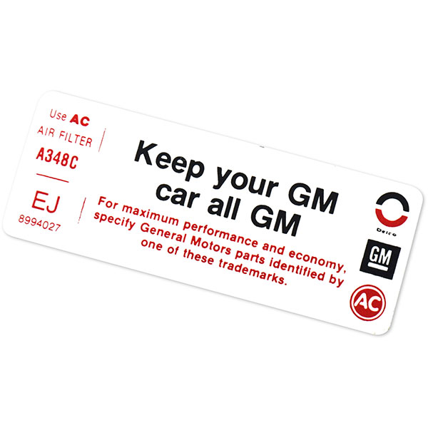 1975 Pontiac Firebird/TransAm KEEP YOUR GM CAR ALL GM DECAL EJ 8994027 EACH | DT0340
