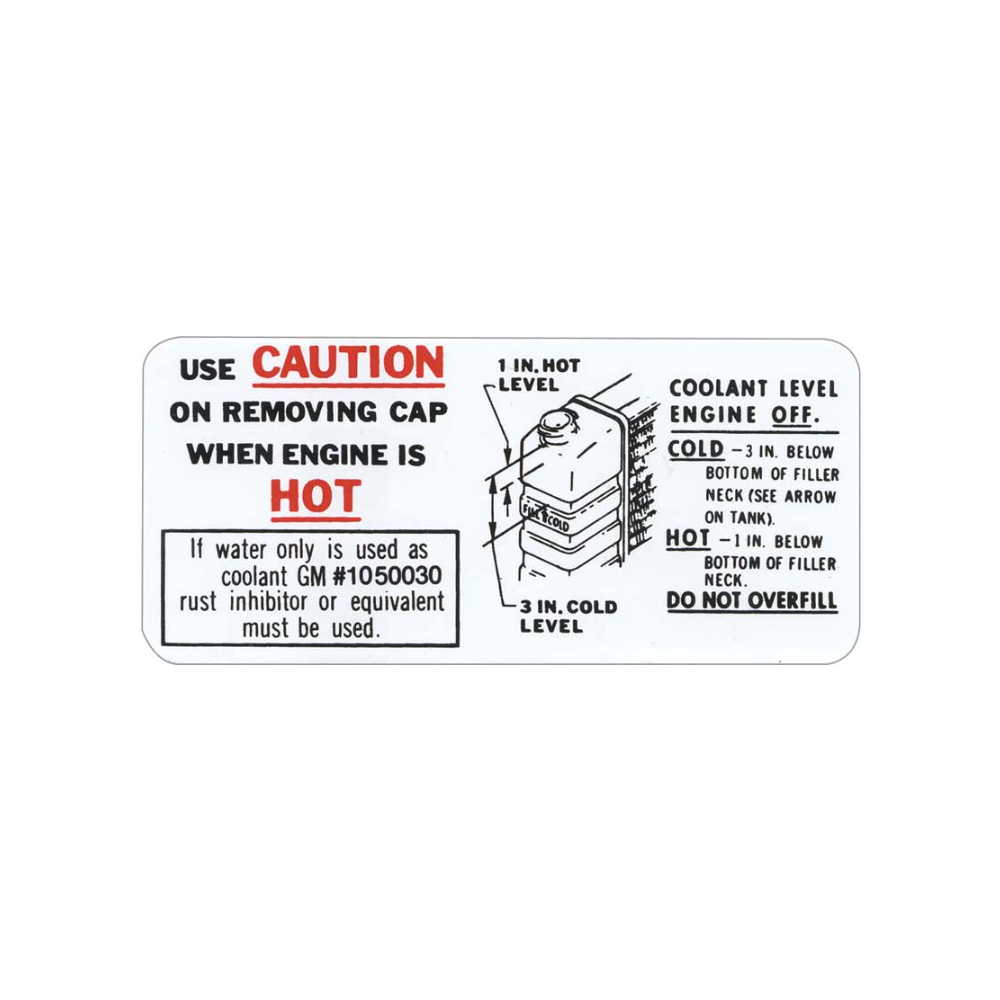 1968 Pontiac GTO/LeMans/Tempest GTO/LEMANS CAUTION COOLING DECAL (DT0029) | DT0029