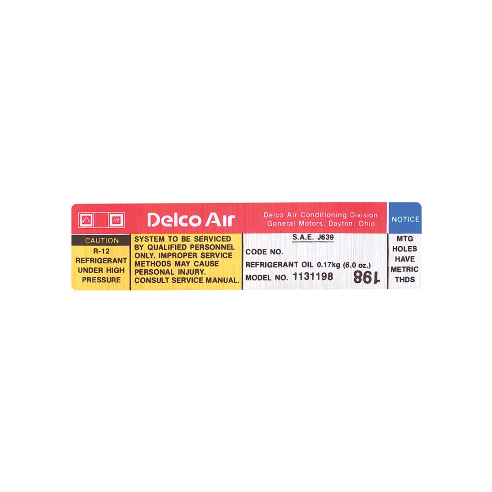 1979 Pontiac Firebird/TransAm DELCO AIR CONDITIONING COMPRESSOR DECAL  (DT0648) | DC1786F