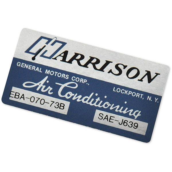 1973 Pontiac Firebird/TransAm HARRISON AIR CONDITIONING EVAPORATOR BOX DECAL EBA-70-73B EACH | DT0222