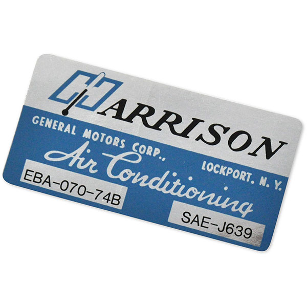 1974 Pontiac Firebird/TransAm HARRISON AIR CONDITIONING EVAPORATOR BOX DECAL EBA-070-74B EACH | DT0275