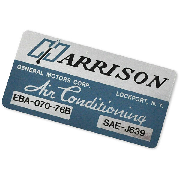 1976 Pontiac Firebird/TransAm HARRISON AIR CONDITIONING EVAPORATOR BOX DECAL EBA-070-76B EACH | DT0277