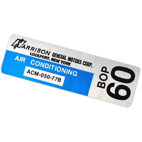 1978 Pontiac Firebird/TransAm HARRISON AIR CONDITIONING EVAPORATOR BOX DECAL ACM-050-77B EACH | DT0445
