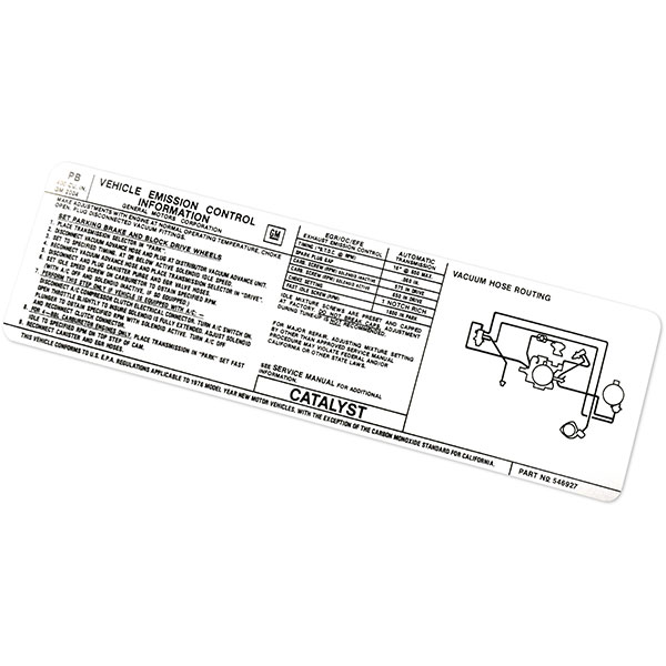 1976 Pontiac Firebird/TransAm 400 AT EMISSION DECAL US PB 546927 EACH | DT0396