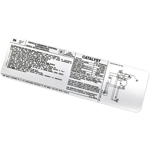 1978 Pontiac Firebird/TransAm 400 MT EMISSION DECAL US RN 10002743 EACH | DT0460