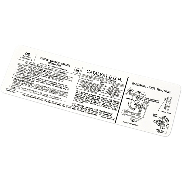 1979 Pontiac Firebird/TransAm 6.6 LITRE AT EMISSSION DECAL US OD 22501728 EACH | DC1844F