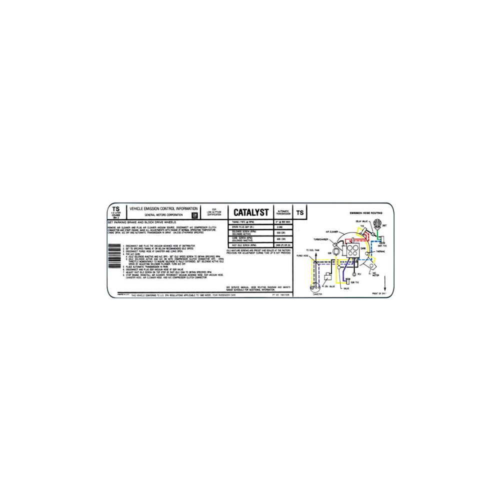 1980 Pontiac Firebird/TransAm   TURBO 4.9 AT EMISSION DECAL US  (DT0534) | DC1846F