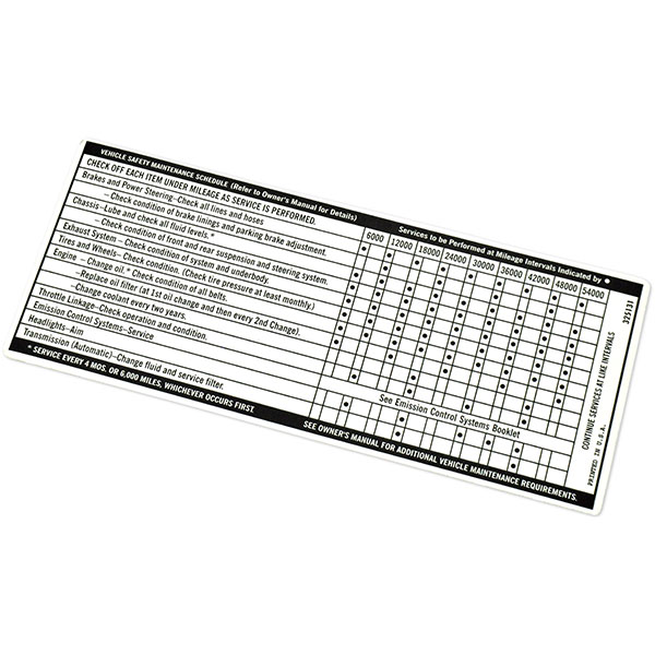 1973 Pontiac Firebird/TransAm VEHICLE SAFETY MAINTENANCE DECAL (DT0062) | DC1882F