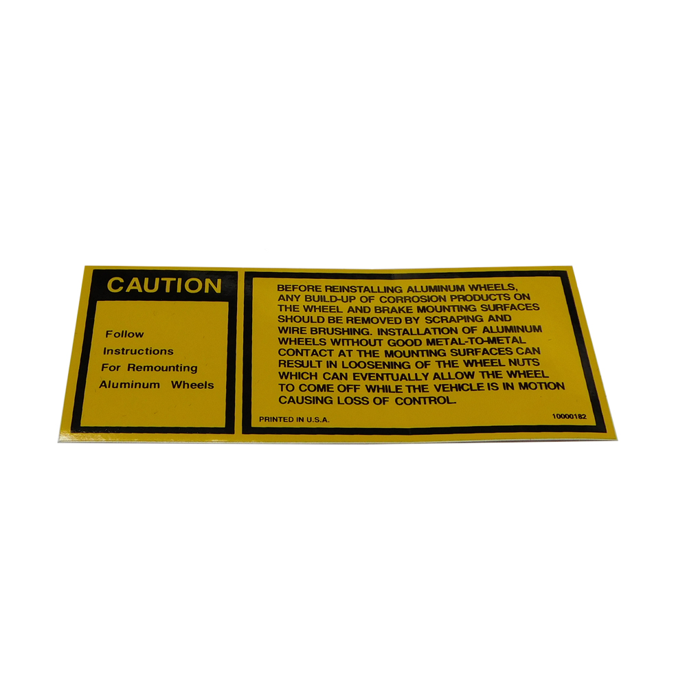 1996 Pontiac Firebird/TransAm ALUMINUM WHEEL WARNING DECAL (DT0206) | DC1884F