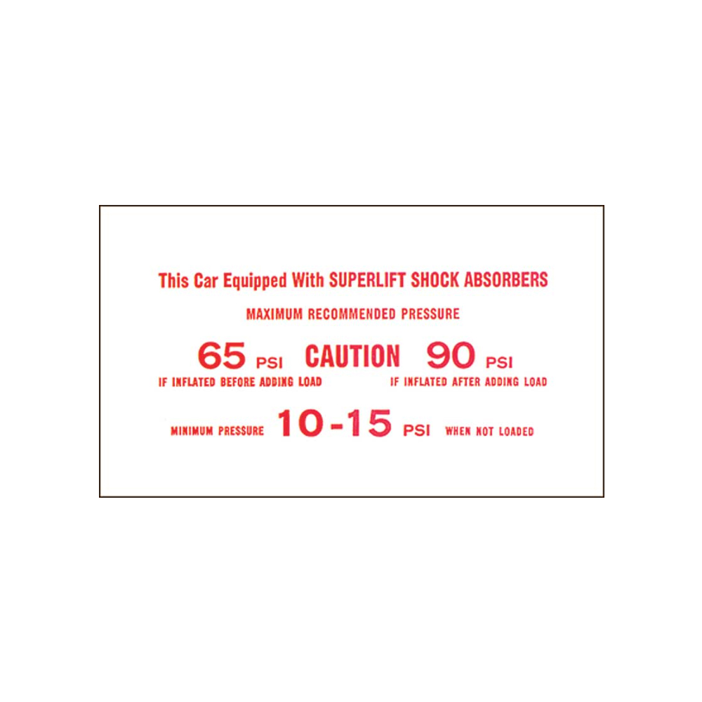 1974 Pontiac Firebird/TransAm SUPER LIFT AIR SHOCK INST CARD (DT0280) | DC1895F