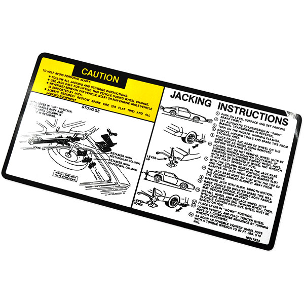 1982 Pontiac Firebird/TransAm JACKING INSTRUCTIONS DECAL FIREBIRD GM 10017624 EACH | DT0409