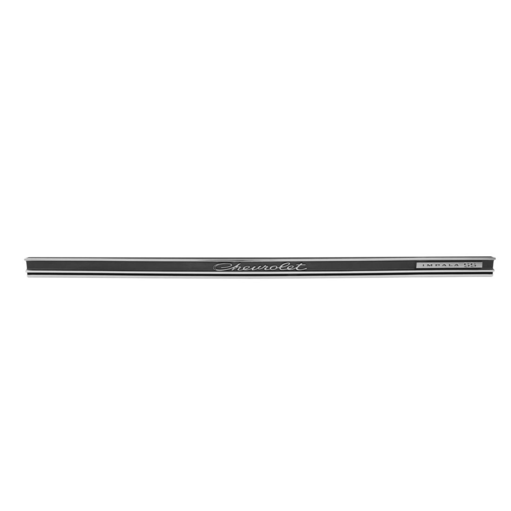 1965 Chevrolet Impala/Caprice/Bel Air SS REAR PANEL MOLDING WITH GRAY/BLACK INSERT CENTER (FOR BLACK CARS) | XP5083P