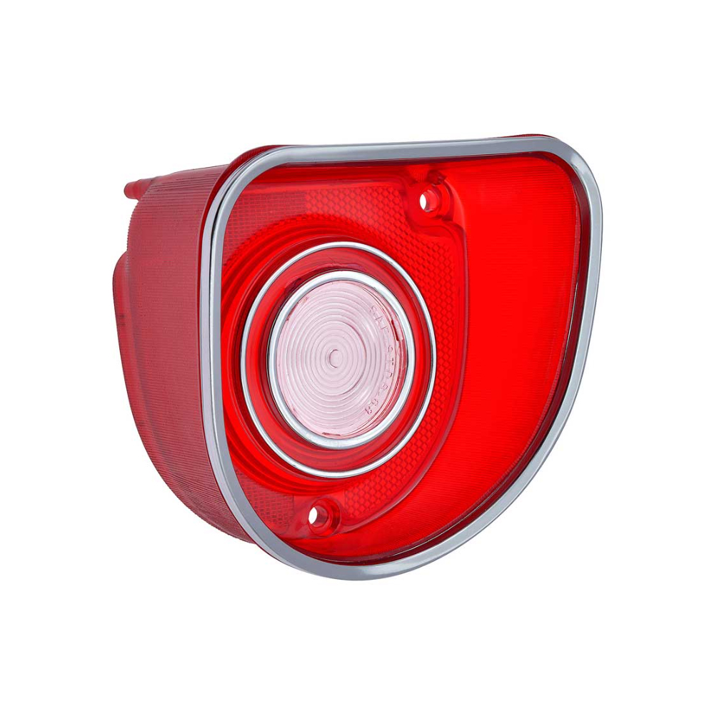 1968 Chevrolet Impala/Caprice/Bel Air BACKUP LIGHT LENS (CAPRICE) 2 SILVER CIRCLES WITH SILVER TRIM - EA | XL4938P