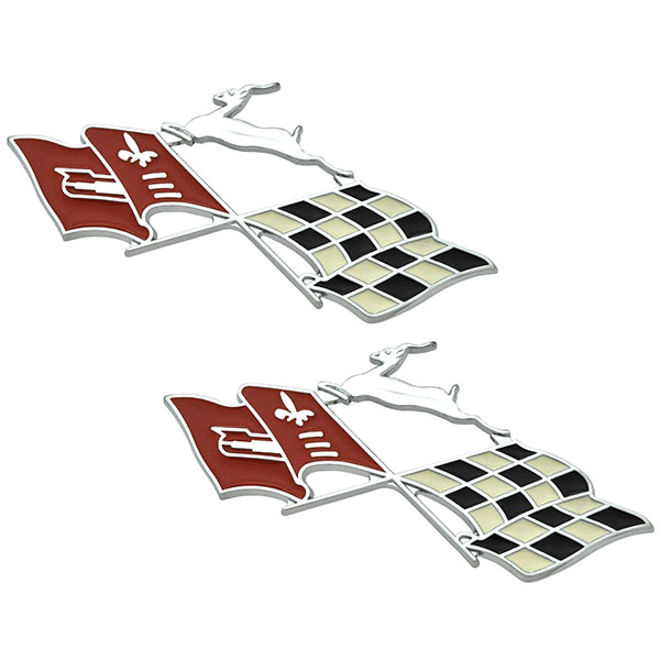 1958 Chevrolet Impala/Caprice/Bel Air IMPALA REAR QUARTER EMBLEM X-FLAGS - PR | EM2499P