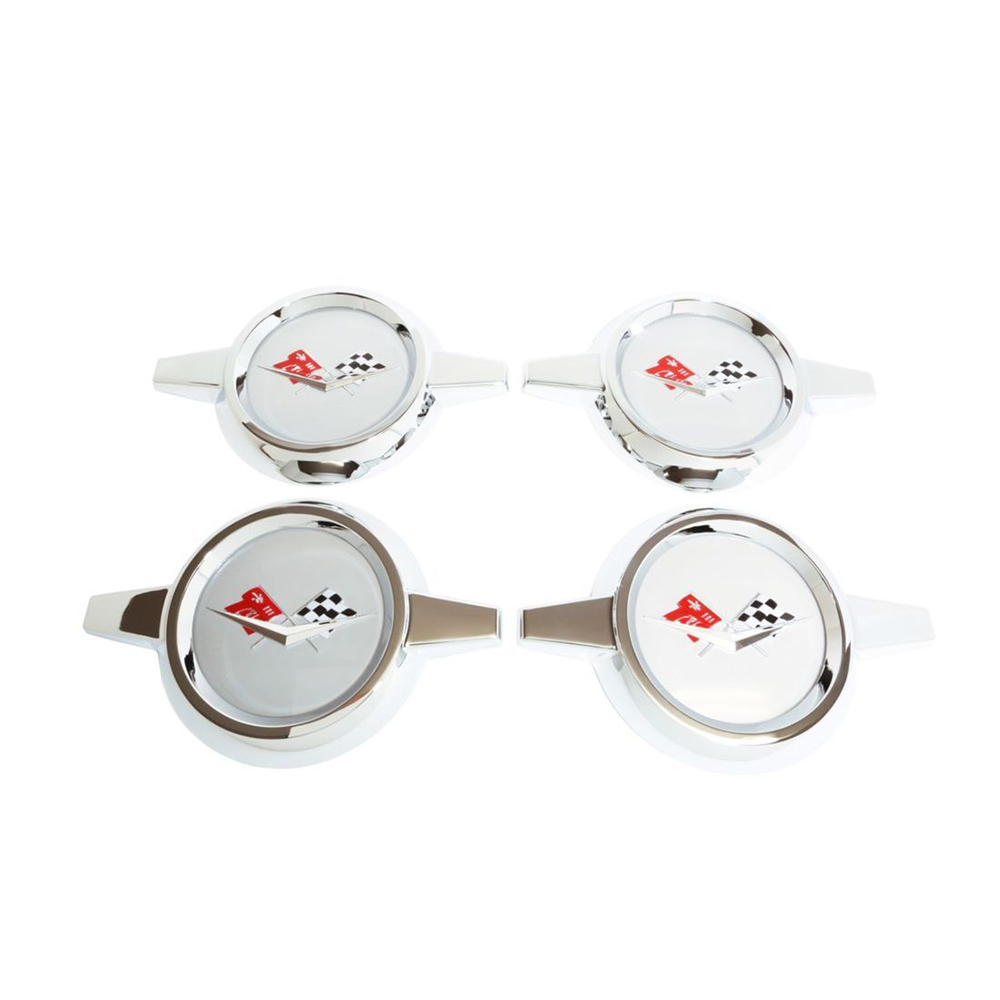 1959 Chevrolet Impala/Caprice/Bel Air WHEEL COVER SPINNERS (SILVER CROSS FLAG) GM 3756545 - SET OF 4 | WT4856P