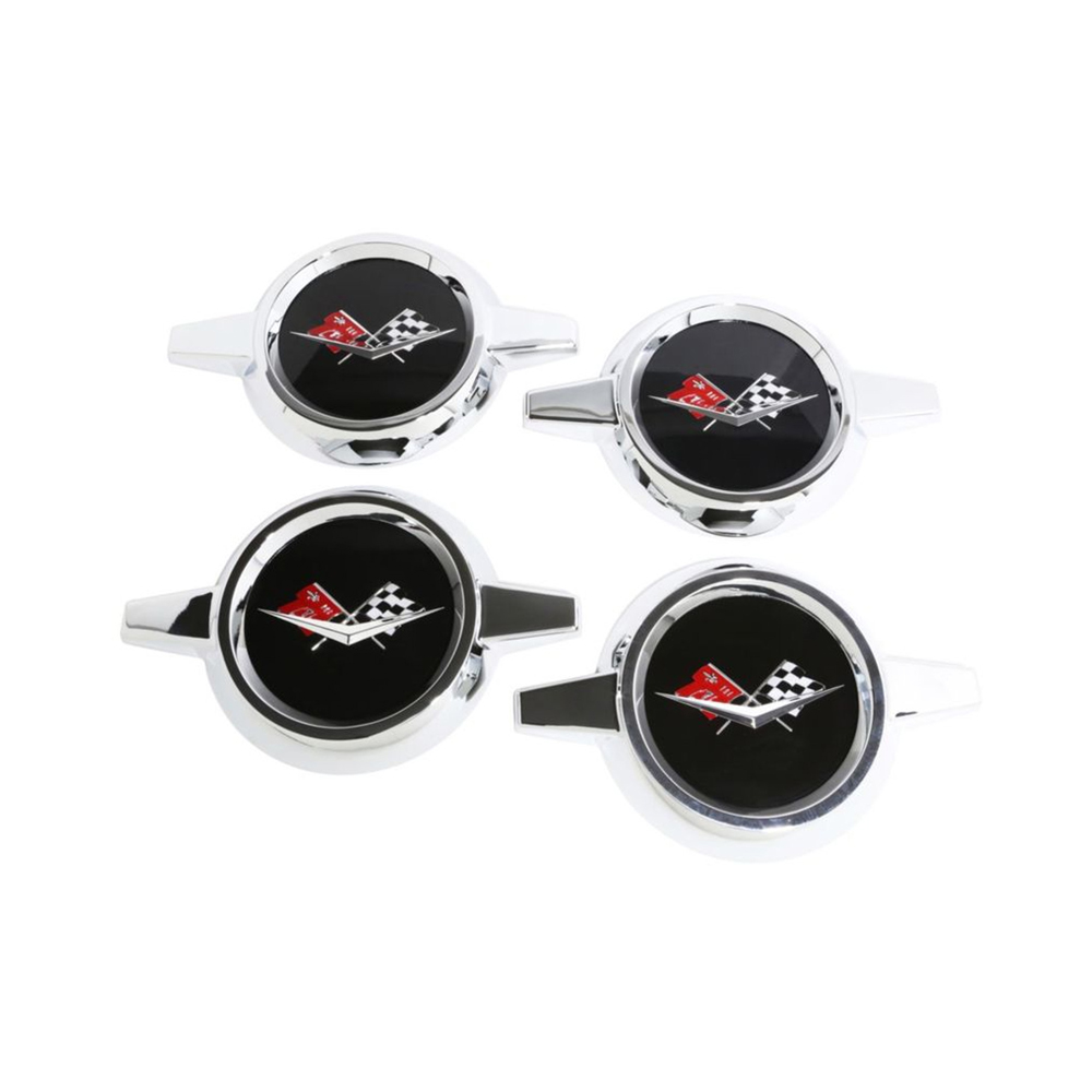 1959 Chevrolet Impala/Caprice/Bel Air WHEEL COVER SPINNERS (BLACK CROSS FLAG) - SET OF 4 | WT4857P