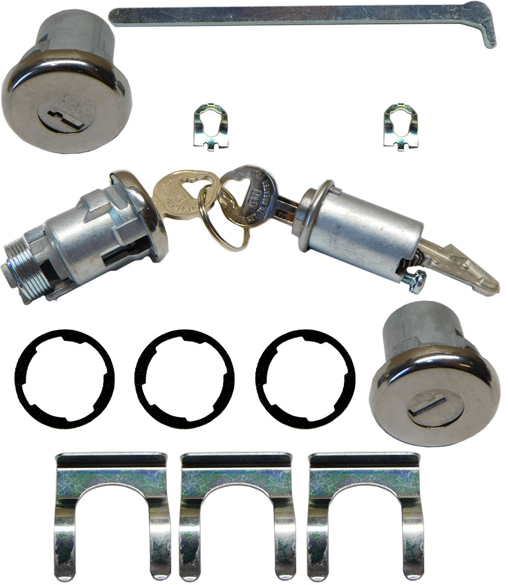 1965 Chevrolet Impala/Caprice/Bel Air GLOVEBOX, TRUNK & DOOR LOCK KIT - PEAR HEAD KEY180A | KL3548P