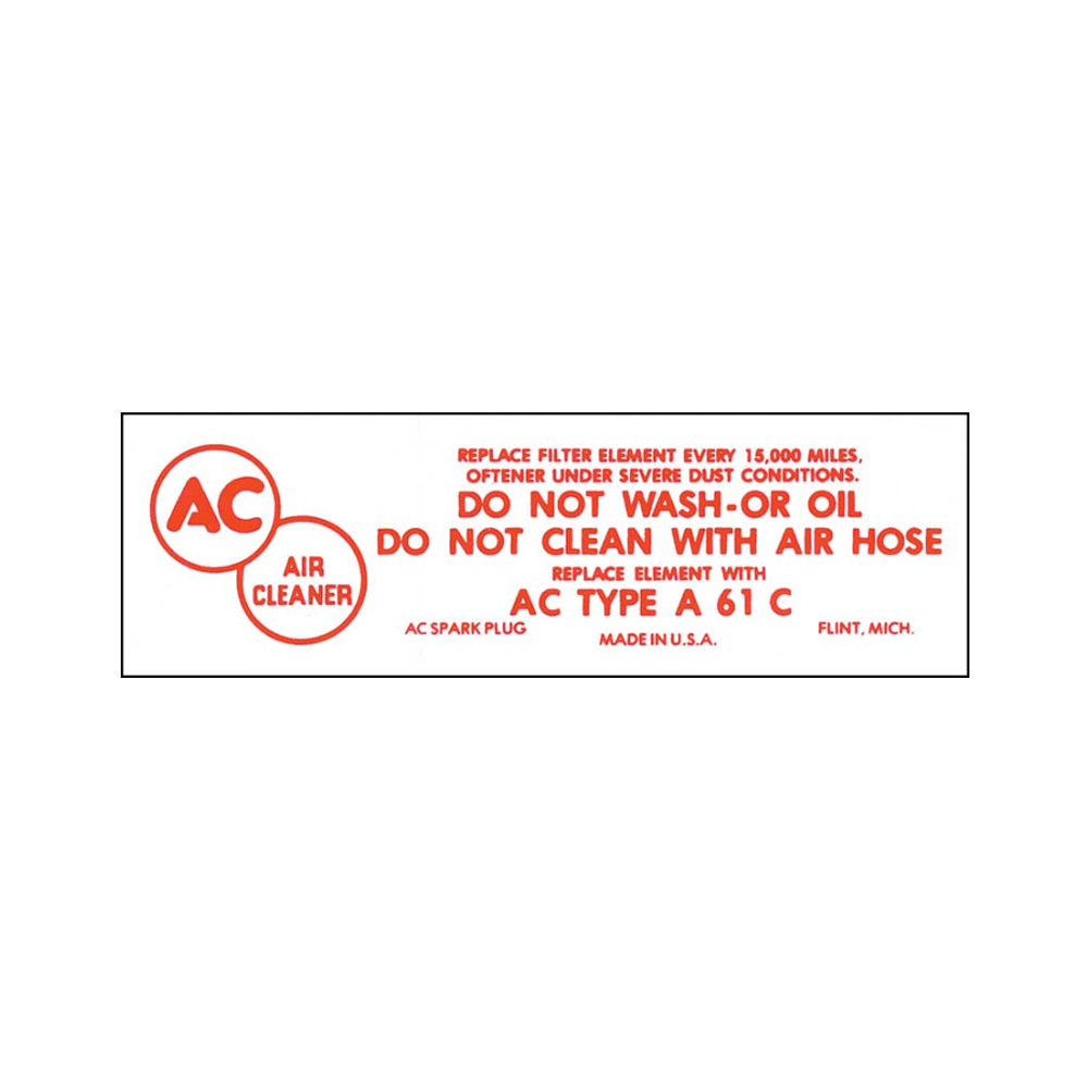 1960 Chevrolet Impala/Caprice/Bel Air DC0337 FUEL INJECTION AIR CLEANER SERVICE DECAL | DC1724P