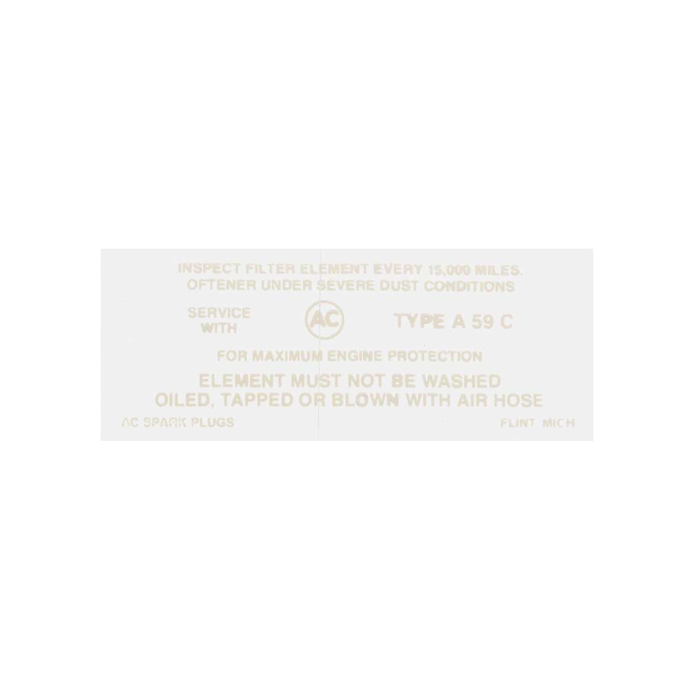 1961 Chevrolet Impala/Caprice/Bel Air DC0498 409 2 X 4 CARBS AIR CLEANER SERVICE DECAL | DC1731P