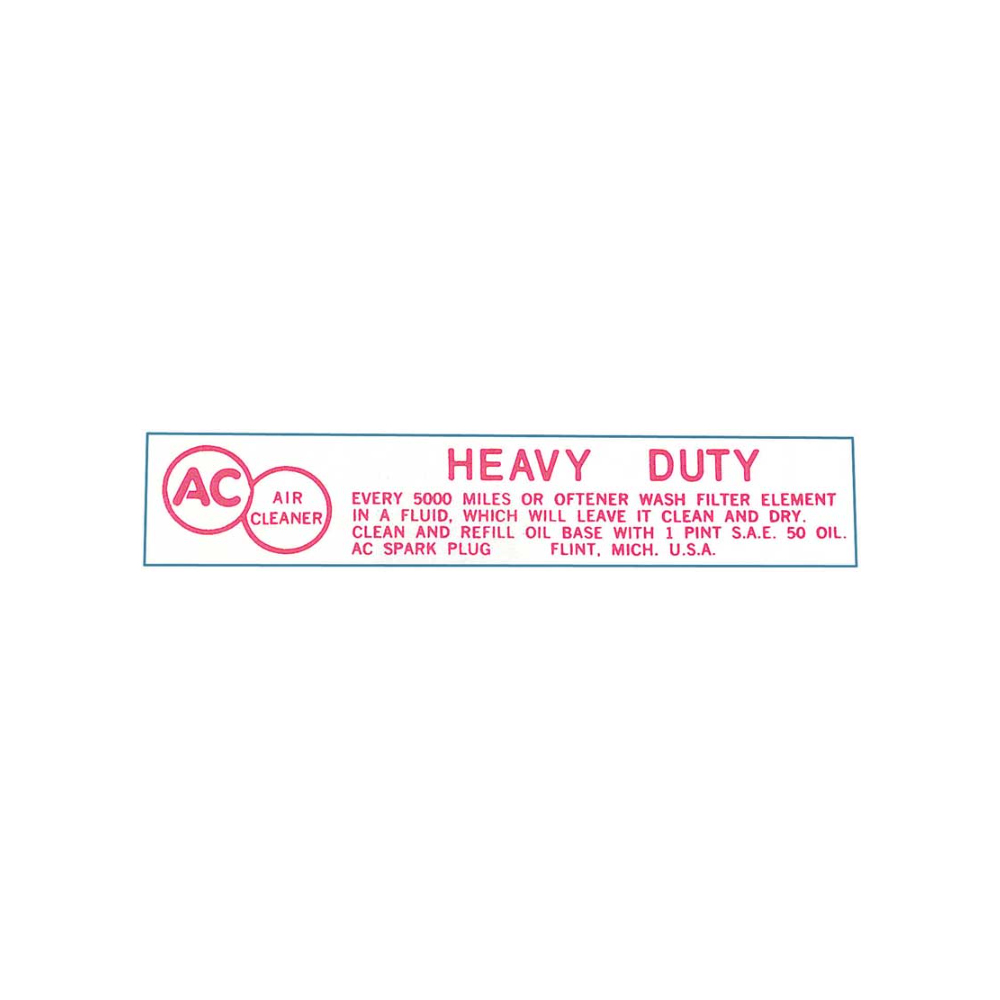 1962 Chevrolet Impala/Caprice/Bel Air DC0048 SIX CYL AIR CLEANER SERVICE INST DECAL | DC1739P