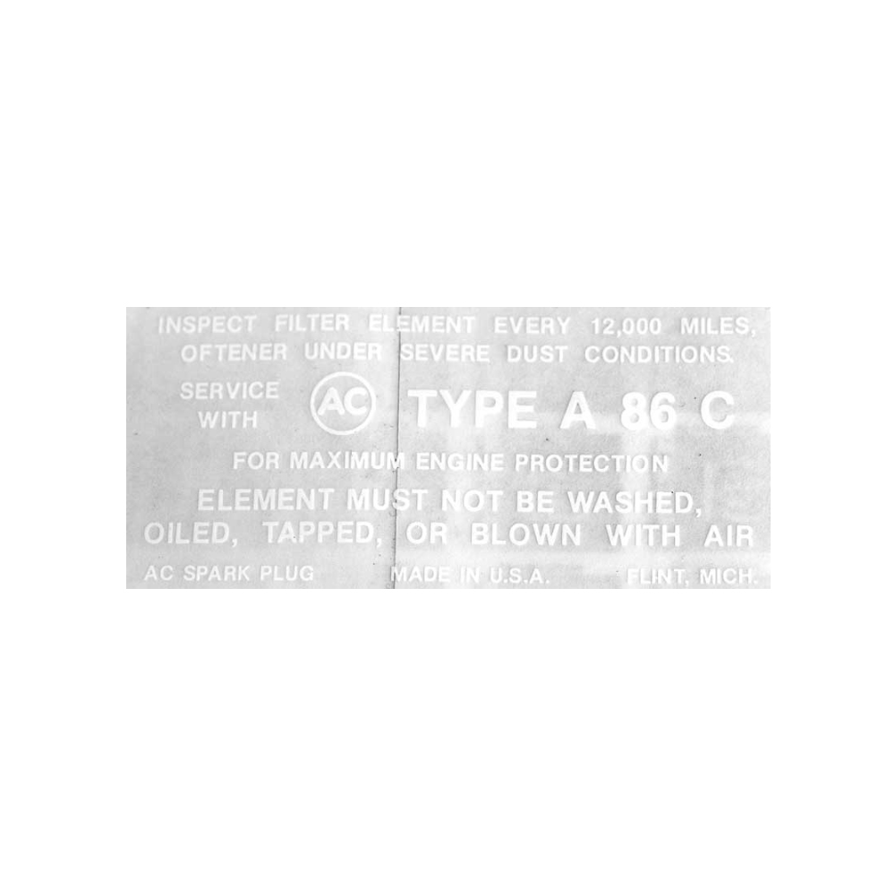 1963 Chevrolet Impala/Caprice/Bel Air DC0824 327/300 AIR CLEANER SERVICE INST DECAL | DC1756P