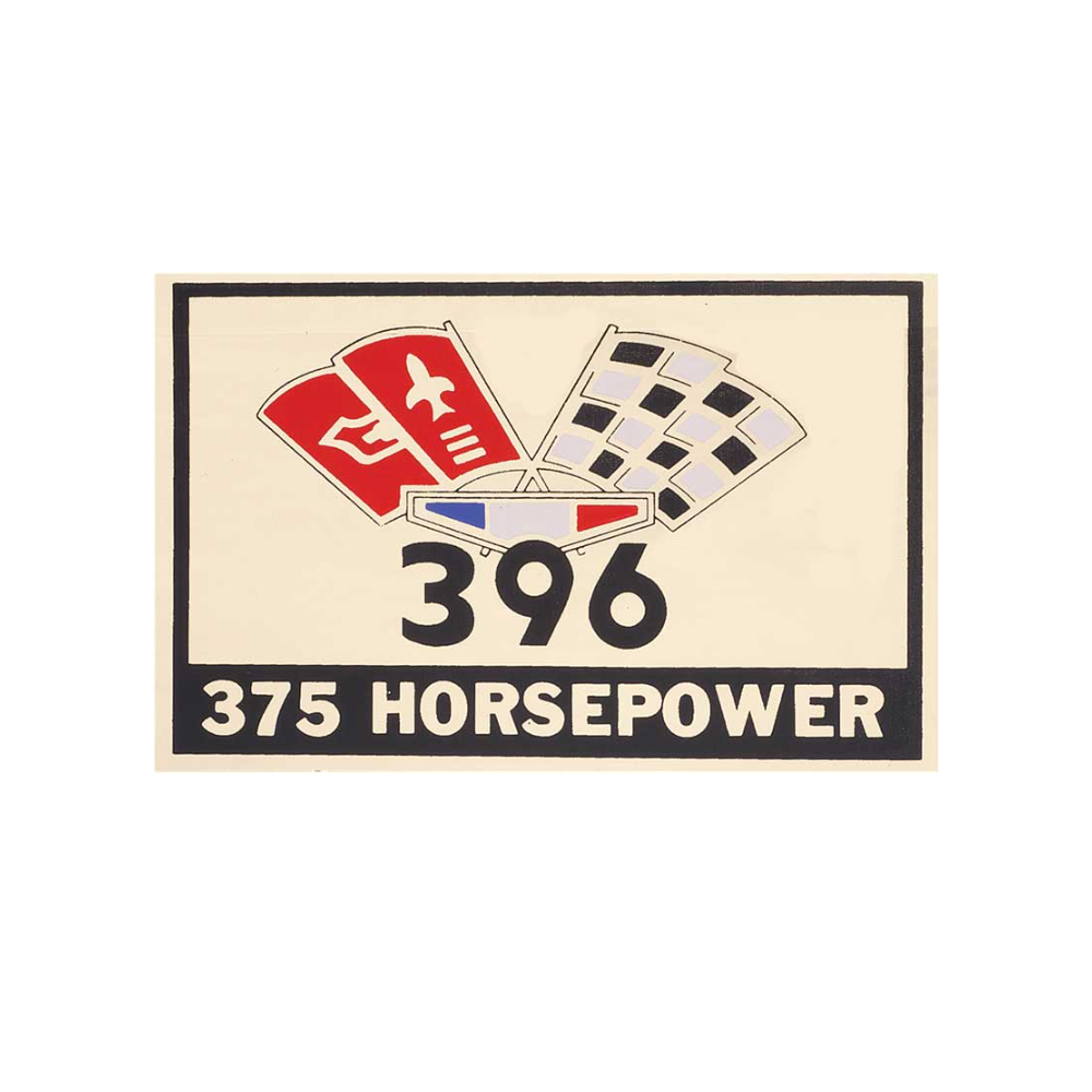 1965 Chevrolet Impala/Caprice/Bel Air DC0283 396 FLAG 375 HP AIR CLEANER DECAL PRODUCTION BEFORE 2/15/65 | DC1777P