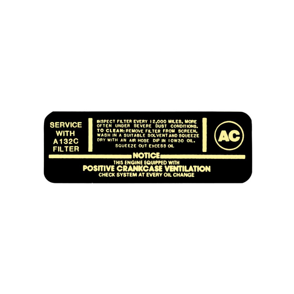 1965 Chevrolet Impala/Caprice/Bel Air DC0724 230/140 AIR CLEANER SERVICE INST DECAL | DC1788P