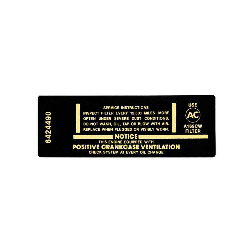 1967 Chevrolet Impala/Caprice/Bel Air DC0516 283/195 AIR CLEANER SERVICE INST DECAL | DC1811P