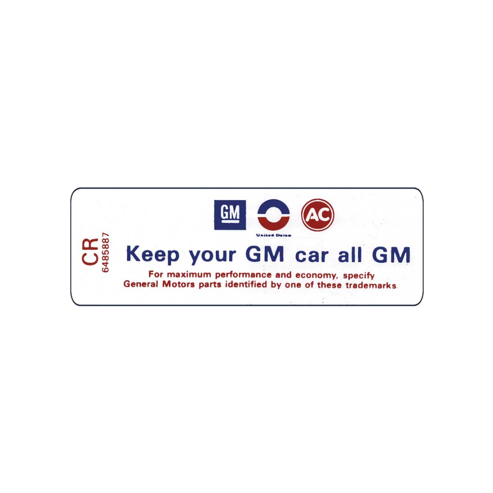 1971 Chevrolet Impala/Caprice/Bel Air DC0634 350/270 KEEP YOUR GM ALL GM DECAL CR | DC1857P