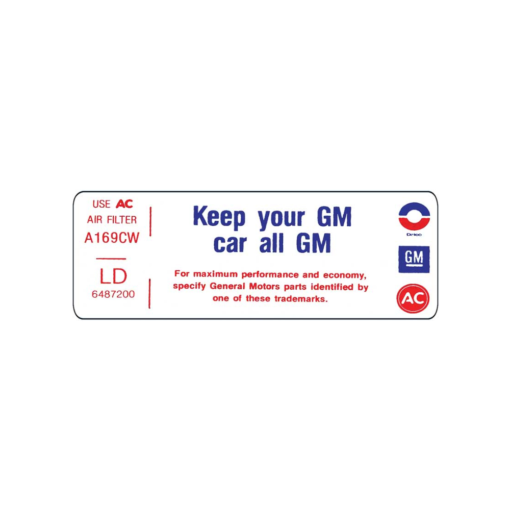 1972 Chevrolet Impala/Caprice/Bel Air DC1064 250 KEEP YOUR GM ALL GM DECAL LD | DC1863P
