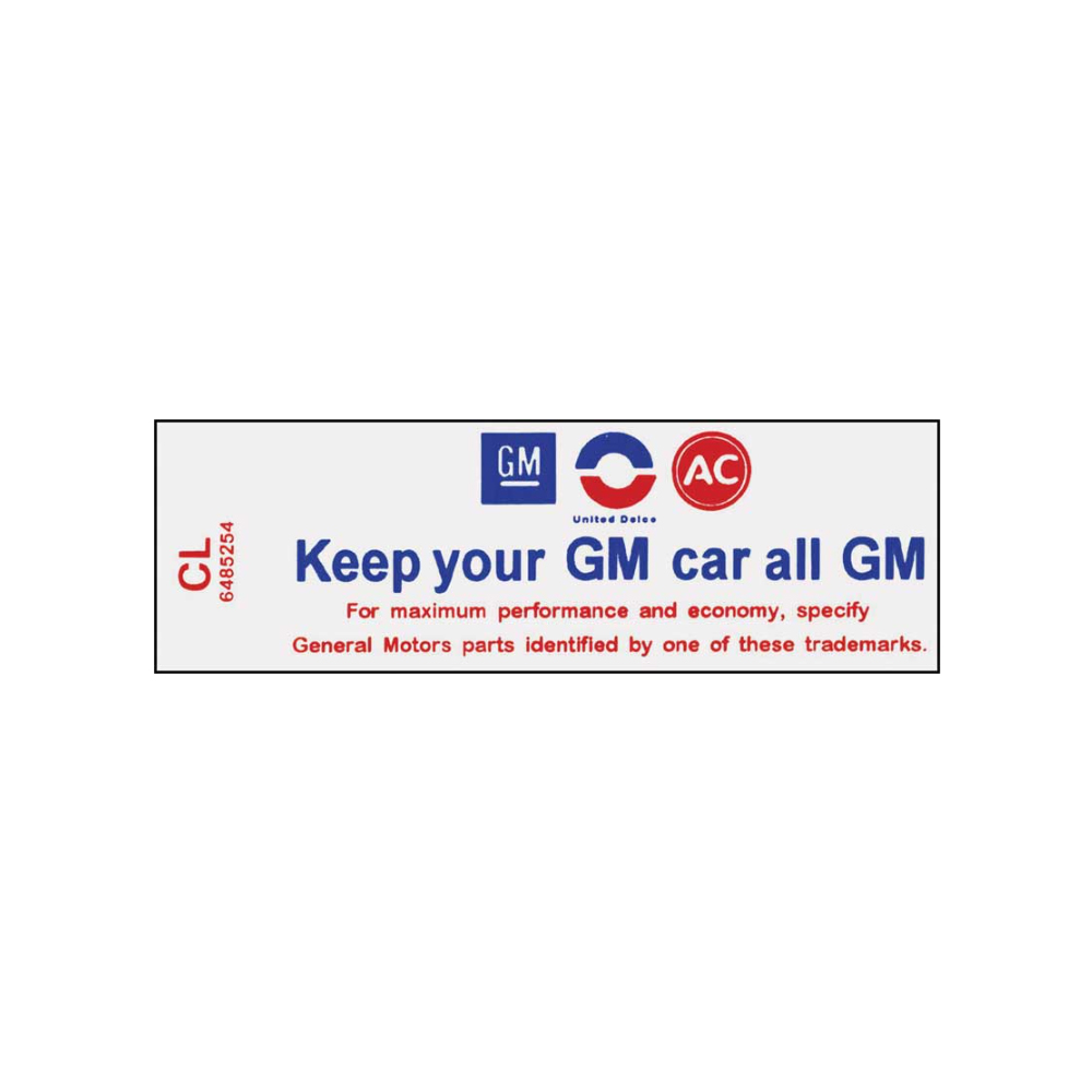 1972 Chevrolet Impala/Caprice/Bel Air DC0804 350 4V KEEP YOUR GM ALL GM DECAL CJ | DC1864P